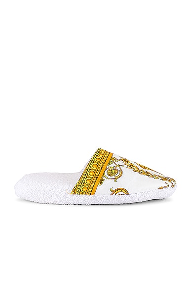 VERSACE Barocco Slippers in White