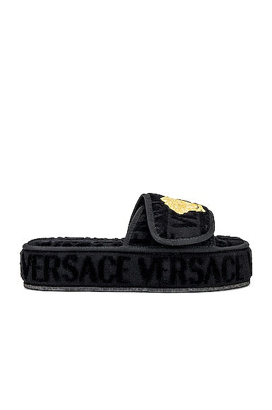 Versace Men's Black Cotton Sandals