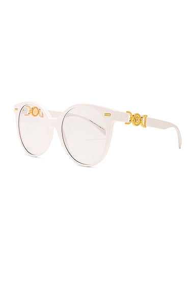 Shop Versace Round Sunglasses In White