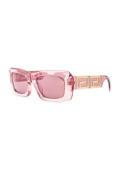 Shop Versace Rectangular Sunglasses In Pink