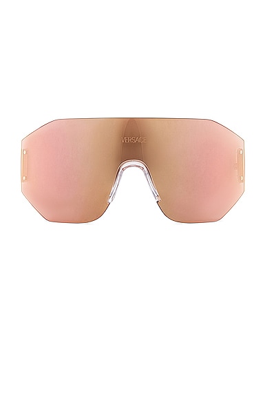 Versace Rimless Medusa Metal & Plastic Shield Sunglasses In Gold
