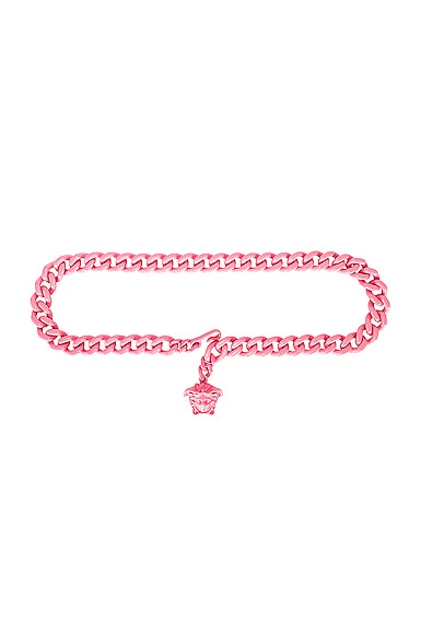 Versace Medusa Chain Belt In Baby Pink & Oro