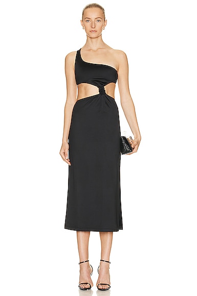 Versace Belize Cut-out Midi Dress In Nero