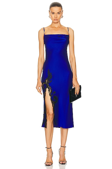 Shop Versace Cocktail Dress In Blue