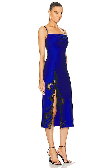 Shop Versace Cocktail Dress In Blue