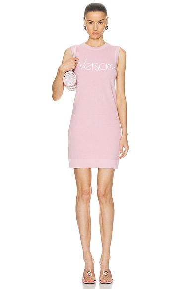 VERSACE Re-edition Logo Dress in Pastel Pink