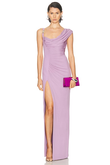 VERSACE Ruched Gown in Dusty Lavender