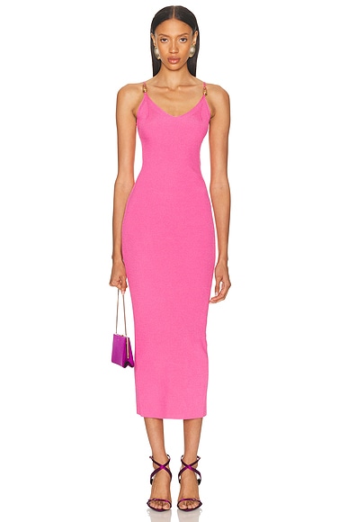 VERSACE Sleeveless Long Dress in Dragon Fruit