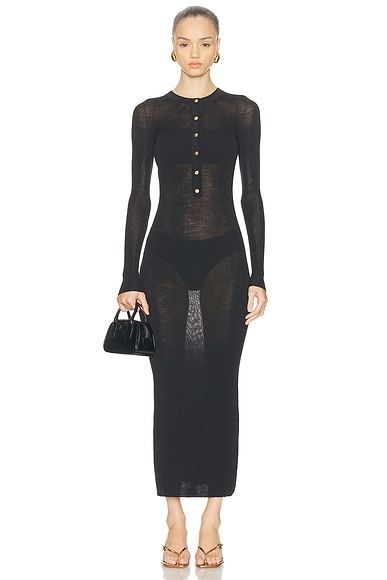 VERSACE Long Sleeve Sheer Dress in Black