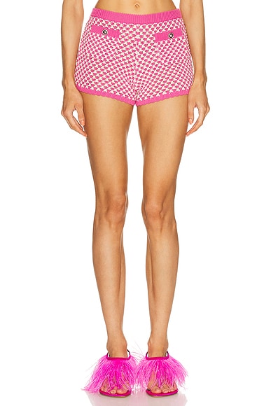 VERSACE Knit Mini Short in Eggshell & Guava