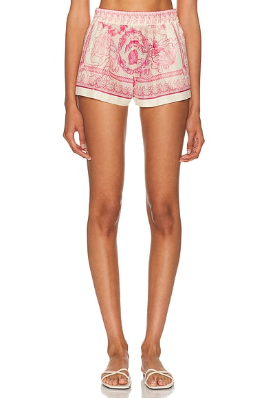 VERSACE Swim Short in Eggshell & Dragonfruit