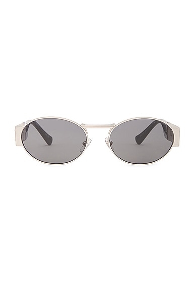 Versace Round Sunglasses In Black & Silver