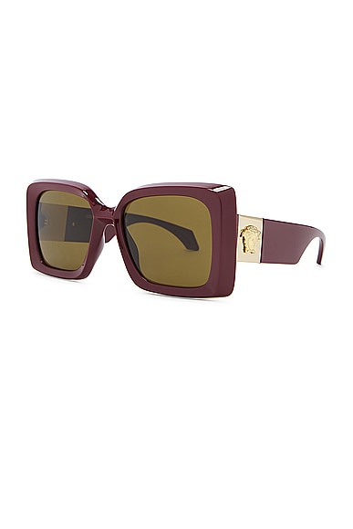 Shop Versace Square Sunglasses In Dark Ruby