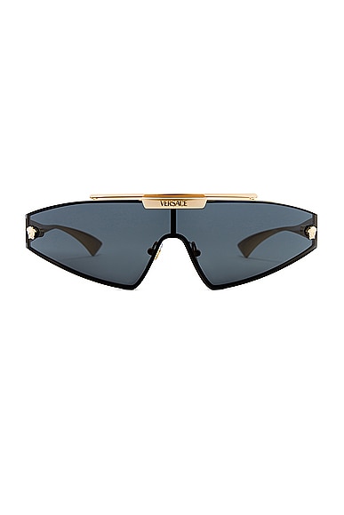 VERSACE Shield Sunglasses in Black & Gold