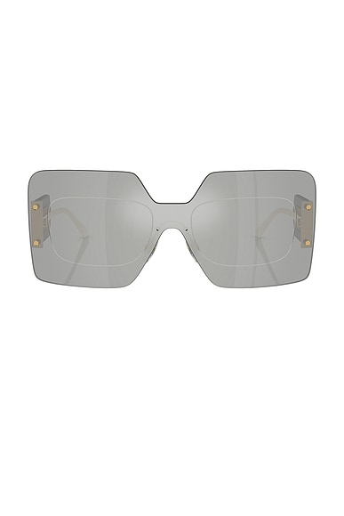VERSACE Oversized Square Sunglasses in Mirror Silver