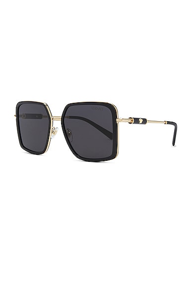 Shop Versace Square Sunglasses In Black