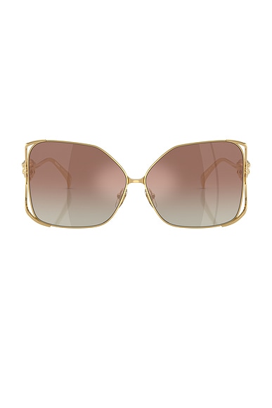 VERSACE Square Sunglasses in Gold & Brown