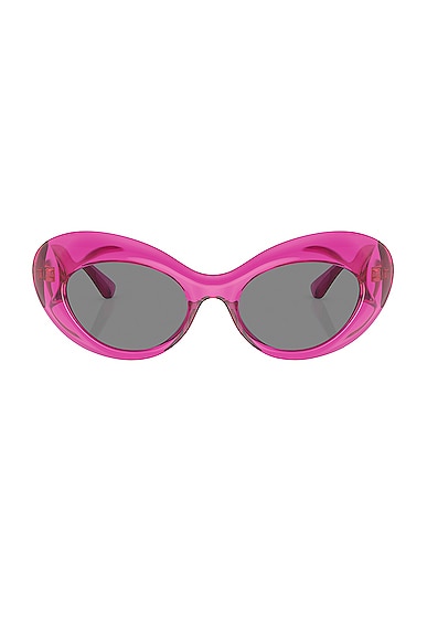VERSACE Oval Sunglasses in Pink Transparent