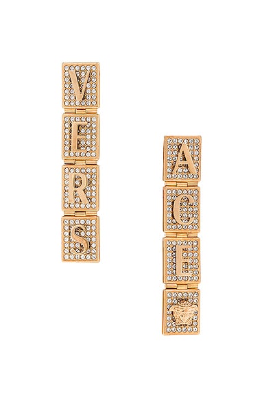Crystal Logo Drop Earrings