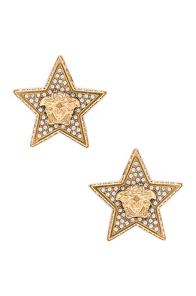 VERSACE Star Earrings in Gold & Crystal