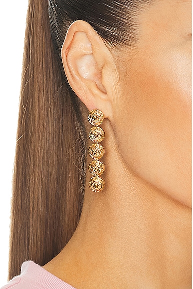 Shop Versace Chain Earrings In Gold