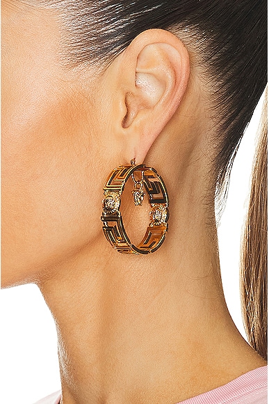 Shop Versace Metal Circle Earrings In Gold