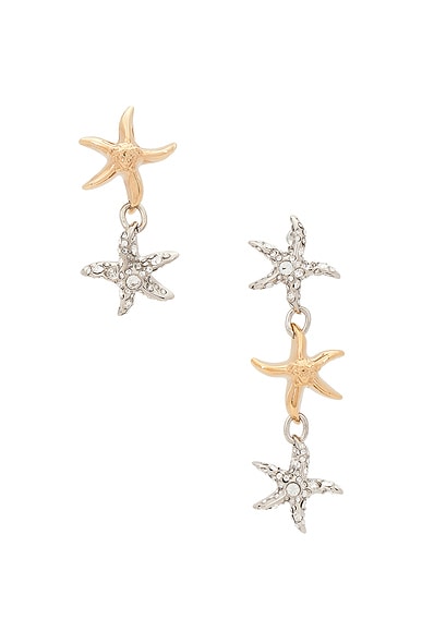 Shop Versace Drop Earrings In  Gold  Palladium  & Crystal