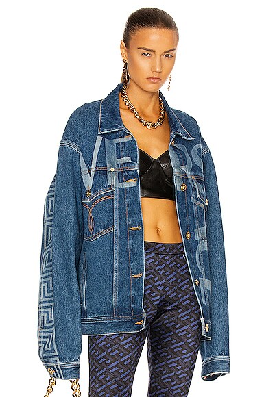 versace logo denim jacket