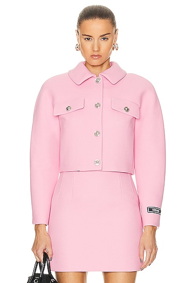 Shop Versace Informal Cropped Jacket In Rose