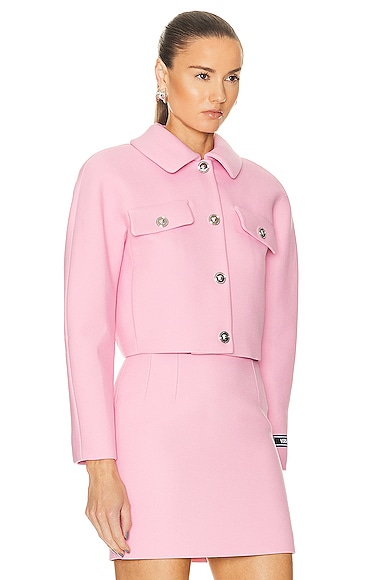 Shop Versace Informal Cropped Jacket In Rose
