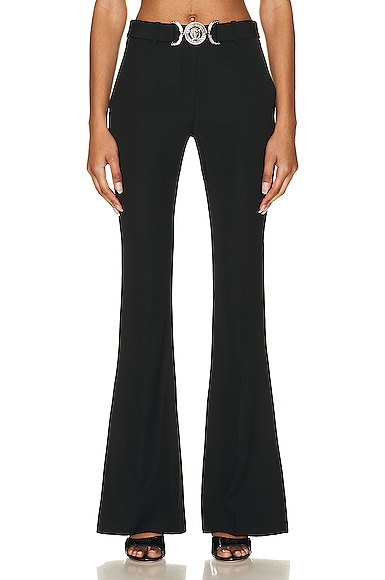 Versace Black Bell-bottom Tailored Trousers In Black