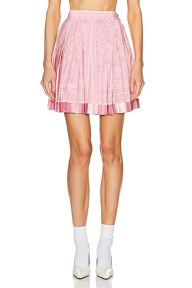 Shop Versace Baroque Print Skirt In Pale Pink