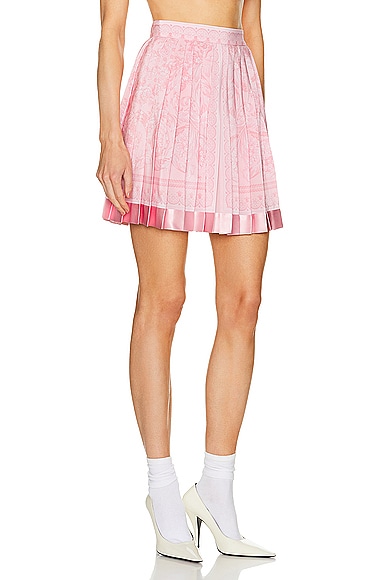 Shop Versace Baroque Print Skirt In Pale Pink
