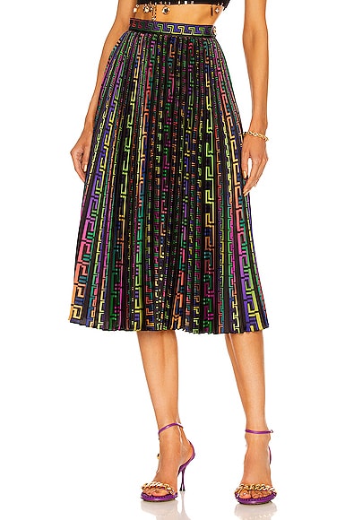 Neon Greek Pleated Skirt