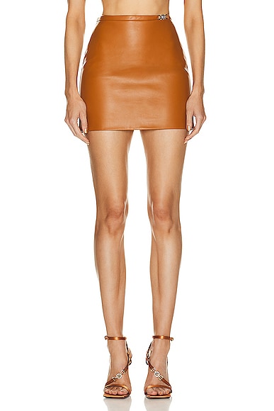 Leather Mini Skirt in Burnt Orange