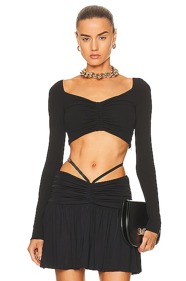 Long Sleeve Ruched Crop Top