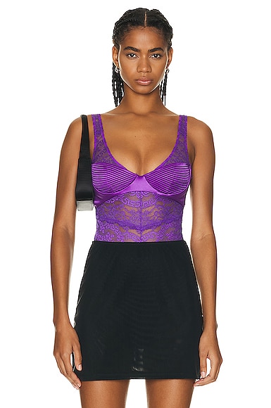 VERSACE Lace Bodysuit in Purple