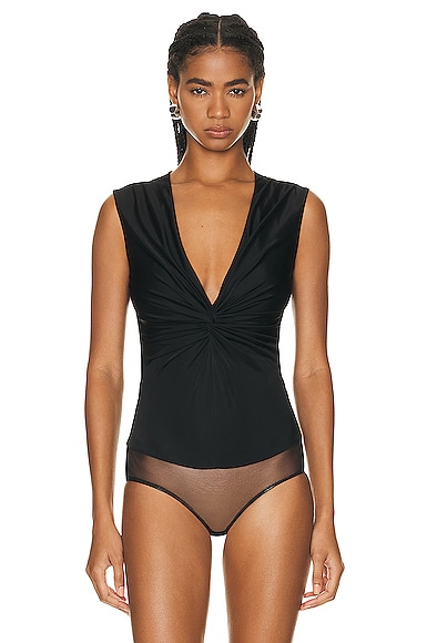 Shop Versace Jersey Bodysuit In Black
