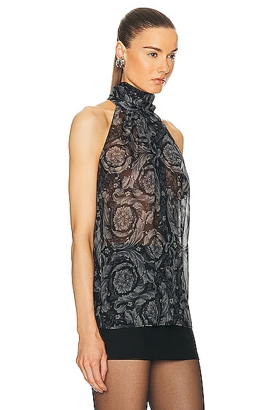 Shop Versace Silk Blouse In Black