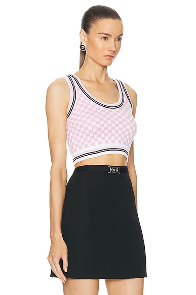 Shop Versace Knit Top In White & Pale Pink