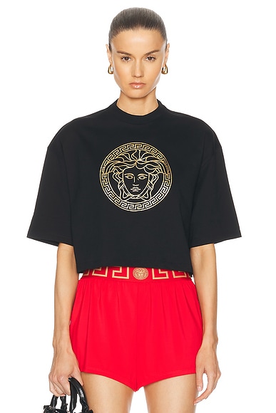 VERSACE Medusa T-shirt in Black & Gold
