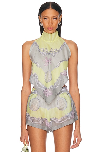 Versace Ladies Optical White Medusa Embroidered Crewneck T