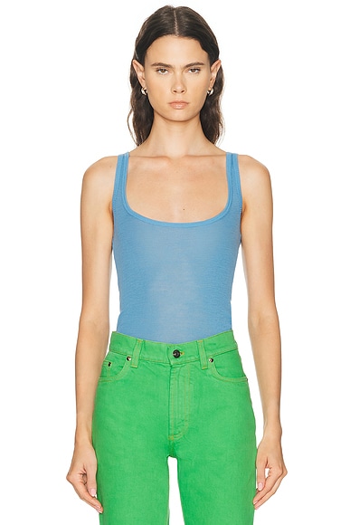 VERSACE Rib Tank Top in Sky