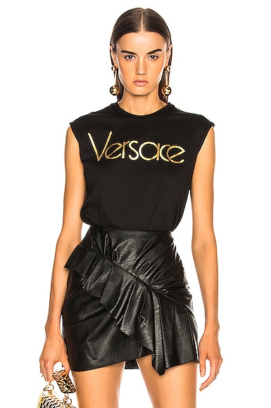 Versace Logo Tank In Black