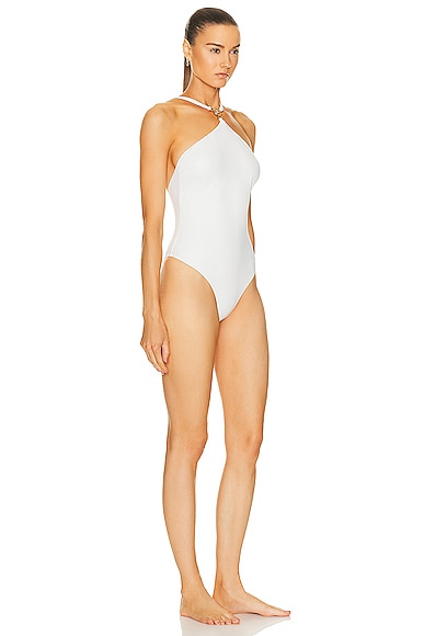 Shop Versace Lycra Vita One Piece Swimsuit In White