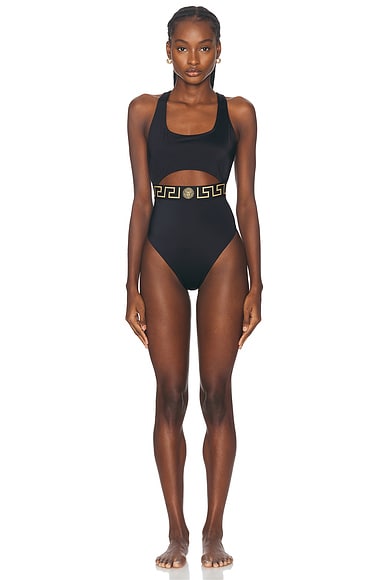 BALMAIN One Piece Swimsuit in Silver | FWRD