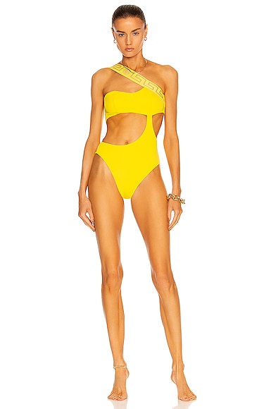Yellow one piece discount cut out swimsuit
