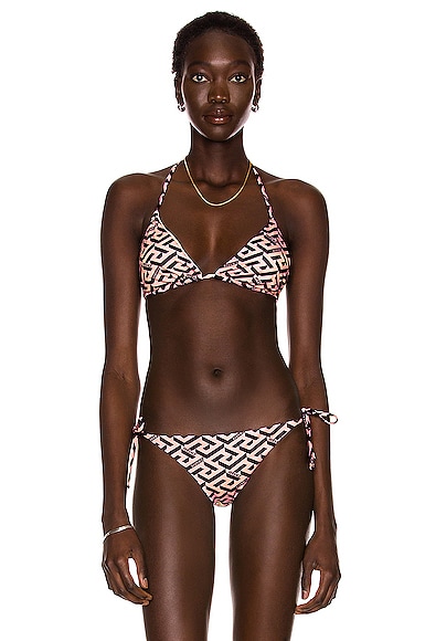 Barocco Print Lycra Triangle Bikini Top