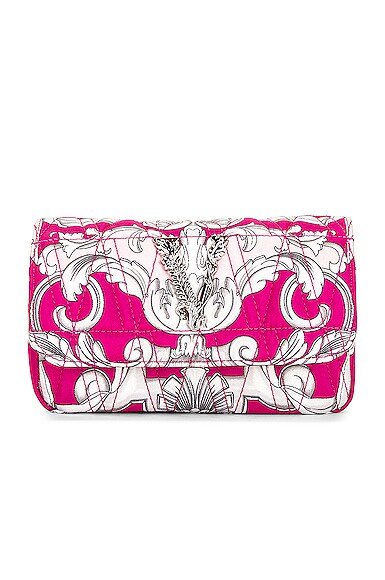 VERSACE Virtus Quilted Shoulder Bag in Fuchsia