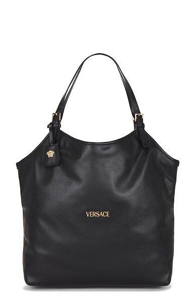 VERSACE Tote Bag in Black & Versace Gold